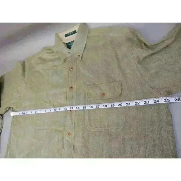 Orvis Mens Herringbone Button Down Longsleeve Shirt L Tan 100 Cotton - Picture 2 of 7